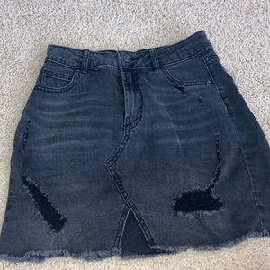 Black slightly ripped Jean skirt